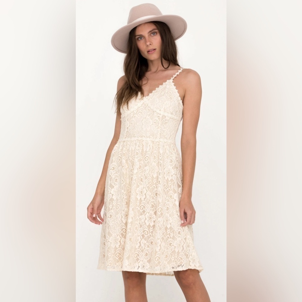 Miss Me Sweetheart Lace Lovely Day Dress in Cream Sz Large